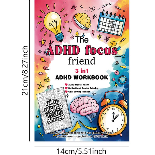 ADHD Children's Focus Handbook 3 in 1 To-Do List, Coloring Book, Inspirational Content